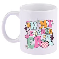 In My Teaching Era Best Teacher Appreciation Retro Groovy 11oz C Handle Ceramic Mug