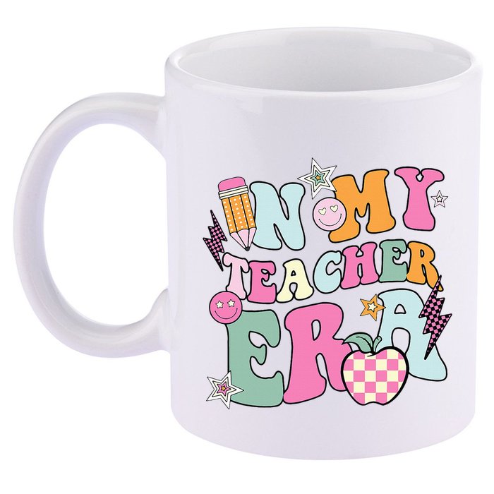 In My Teaching Era Best Teacher Appreciation Retro Groovy 11oz C Handle Ceramic Mug
