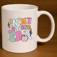 In My Teaching Era Best Teacher Appreciation Retro Groovy 11oz C Handle Ceramic Mug