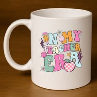 In My Teaching Era Best Teacher Appreciation Retro Groovy 11oz C Handle Ceramic Mug