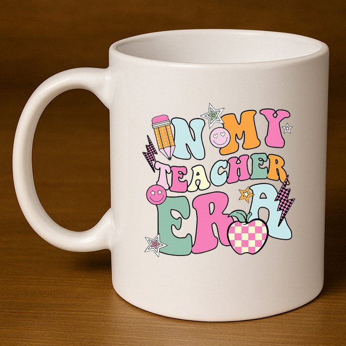 In My Teaching Era Best Teacher Appreciation Retro Groovy 11oz C Handle Ceramic Mug