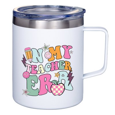 In My Teaching Era Best Teacher Appreciation Retro Groovy 12oz Stainless Steel Coffee Mug