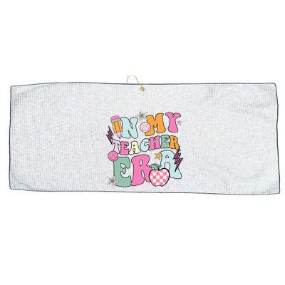In My Teaching Era Best Teacher Appreciation Retro Groovy Large Microfiber Waffle Golf Towel