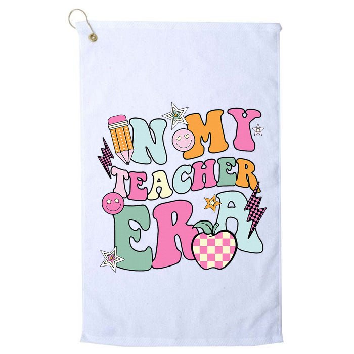 In My Teaching Era Best Teacher Appreciation Retro Groovy Golf Towel