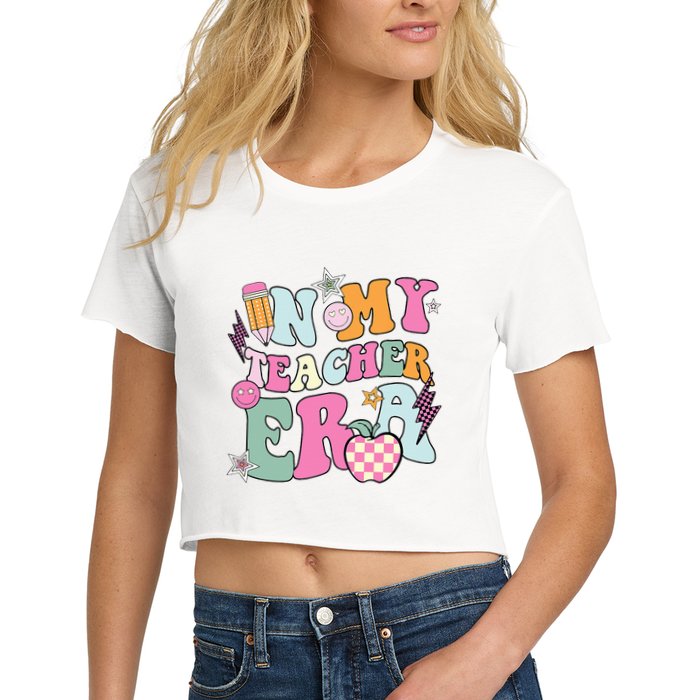 In My Teaching Era Best Teacher Appreciation Retro Groovy Crop Top