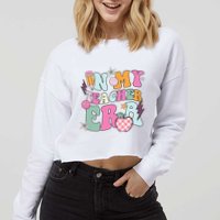In My Teaching Era Best Teacher Appreciation Retro Groovy Cropped Pullover Crew