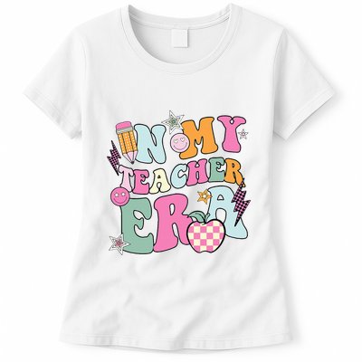 In My Teaching Era Best Teacher Appreciation Retro Groovy Womens T-Shirt