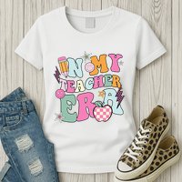 In My Teaching Era Best Teacher Appreciation Retro Groovy Womens T-Shirt