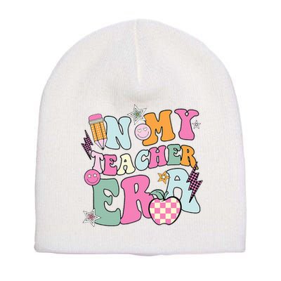 In My Teaching Era Best Teacher Appreciation Retro Groovy Short Acrylic Beanie