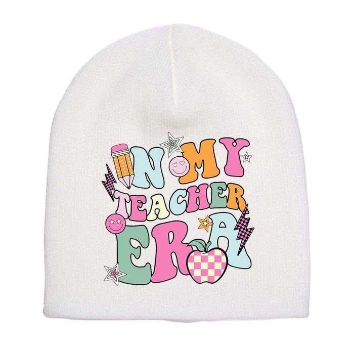 In My Teaching Era Best Teacher Appreciation Retro Groovy Short Acrylic Beanie