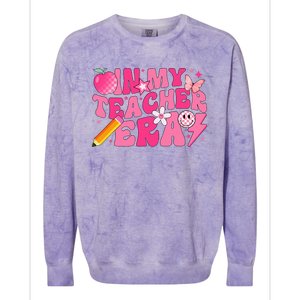 In My Teacher Era Back To School Retro Back To School Retro Colorblast Crewneck Sweatshirt