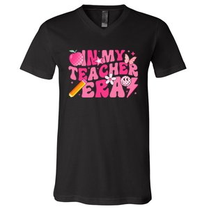 In My Teacher Era Back To School Retro Back To School Retro V-Neck T-Shirt