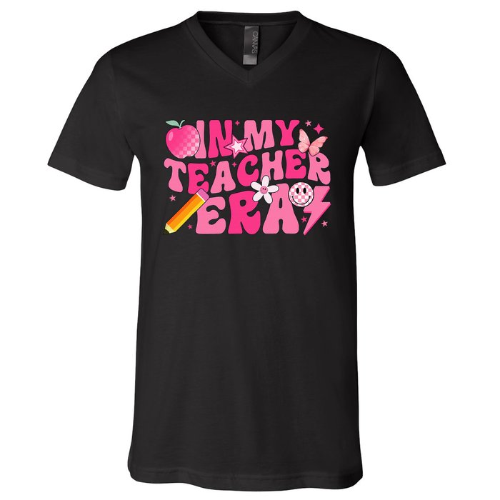 In My Teacher Era Back To School Retro Back To School Retro V-Neck T-Shirt