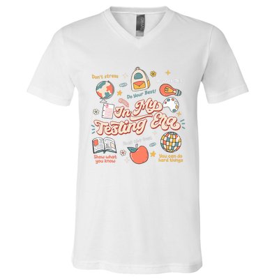 In My Testing Era Teachers Student Rock The Test Testing Day V-Neck T-Shirt