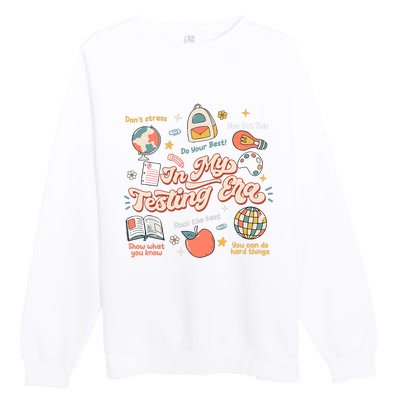 In My Testing Era Teachers Student Rock The Test Testing Day Premium Crewneck Sweatshirt