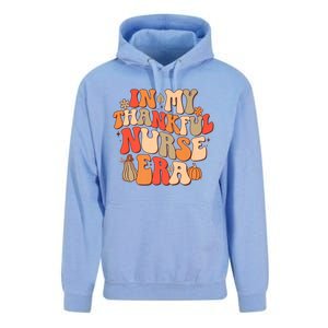 In My Thankful Nurse Era Groovy Rn Fall Autumn Thanksgiving Great Gift Unisex Surf Hoodie