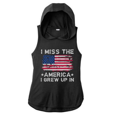 I Miss The America I Grew Up In Grunge Old Usa Flag Gift Ladies PosiCharge Tri-Blend Wicking Draft Hoodie Tank