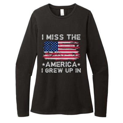 I Miss The America I Grew Up In Grunge Old Usa Flag Gift Womens CVC Long Sleeve Shirt