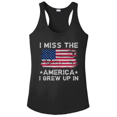 I Miss The America I Grew Up In Grunge Old Usa Flag Gift Ladies PosiCharge Competitor Racerback Tank