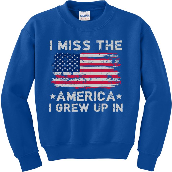 I Miss The America I Grew Up In Grunge Old Usa Flag Gift Kids Sweatshirt