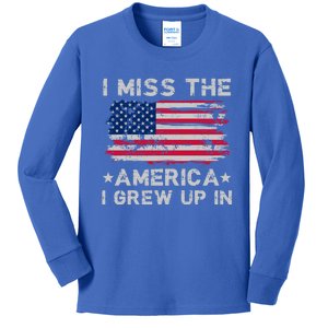 I Miss The America I Grew Up In Grunge Old Usa Flag Gift Kids Long Sleeve Shirt