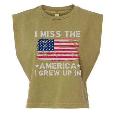 I Miss The America I Grew Up In Grunge Old Usa Flag Gift Garment-Dyed Women's Muscle Tee