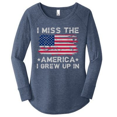 I Miss The America I Grew Up In Grunge Old Usa Flag Gift Women's Perfect Tri Tunic Long Sleeve Shirt