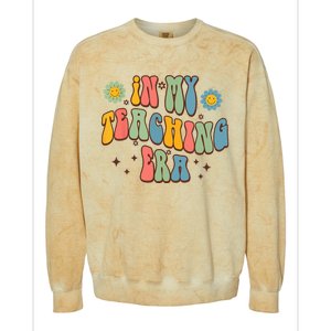 In My Teaching Era State Testing Retro Groovy Teacher Colorblast Crewneck Sweatshirt