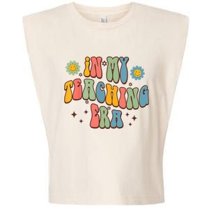 In My Teaching Era State Testing Retro Groovy Teacher Garment-Dyed Women's Muscle Tee