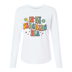 In My Teaching Era State Testing Retro Groovy Teacher Womens Cotton Relaxed Long Sleeve T-Shirt