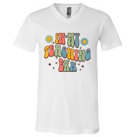 In My Teaching Era State Testing Retro Groovy Teacher V-Neck T-Shirt