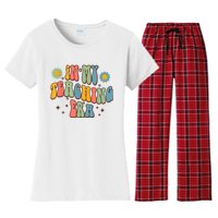 In My Teaching Era State Testing Retro Groovy Teacher Women's Flannel Pajama Set