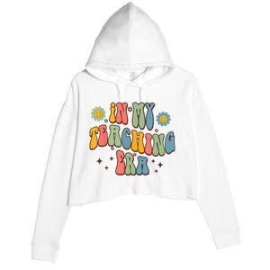 In My Teaching Era State Testing Retro Groovy Teacher Crop Fleece Hoodie