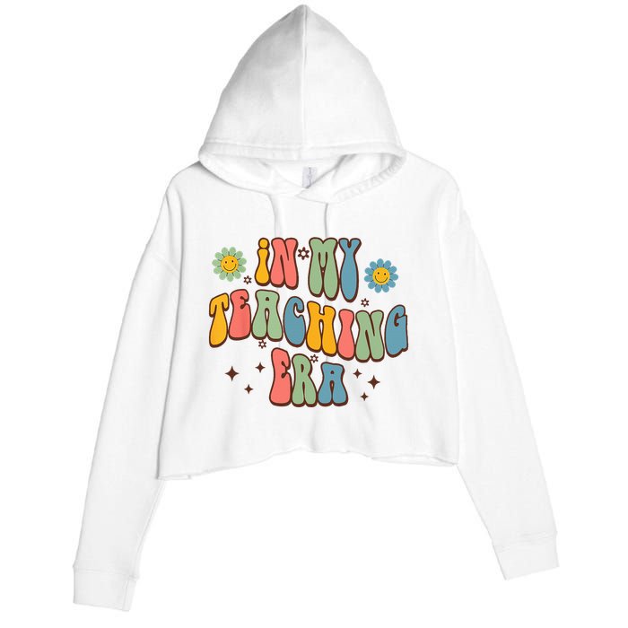 In My Teaching Era State Testing Retro Groovy Teacher Crop Fleece Hoodie