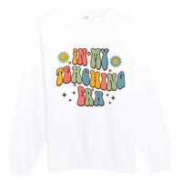 In My Teaching Era State Testing Retro Groovy Teacher Premium Crewneck Sweatshirt