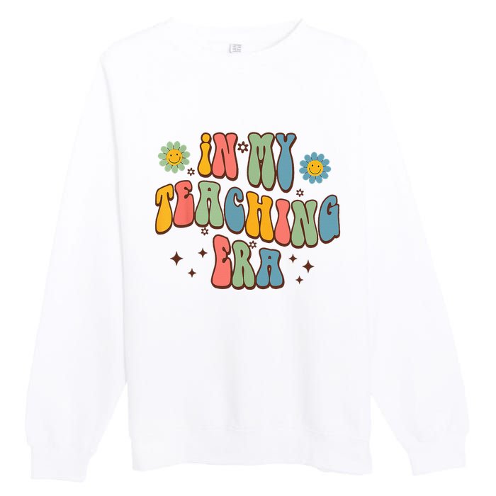 In My Teaching Era State Testing Retro Groovy Teacher Premium Crewneck Sweatshirt