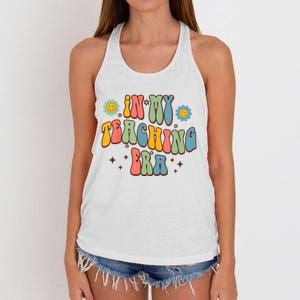 In My Teaching Era State Testing Retro Groovy Teacher Women's Knotted Racerback Tank