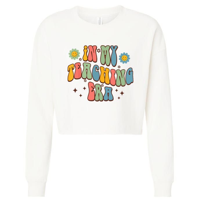 In My Teaching Era State Testing Retro Groovy Teacher Cropped Pullover Crew