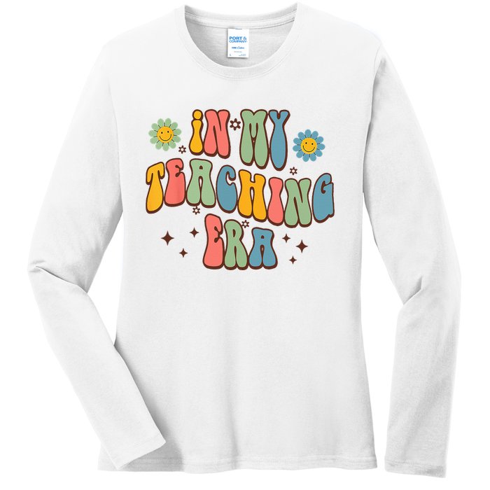 In My Teaching Era State Testing Retro Groovy Teacher Ladies Long Sleeve Shirt