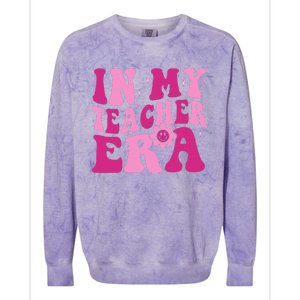 In My Teacher Era Groovy Pink Teacher Colorblast Crewneck Sweatshirt