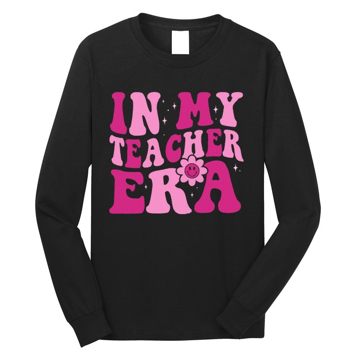 In My Teacher Era Groovy Pink Teacher Long Sleeve Shirt