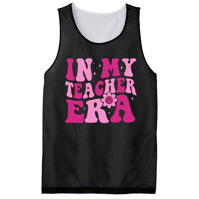 In My Teacher Era Groovy Pink Teacher Mesh Reversible Basketball Jersey Tank