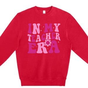 In My Teacher Era Groovy Pink Teacher Premium Crewneck Sweatshirt