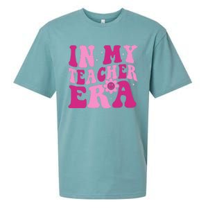 In My Teacher Era Groovy Pink Teacher Sueded Cloud Jersey T-Shirt