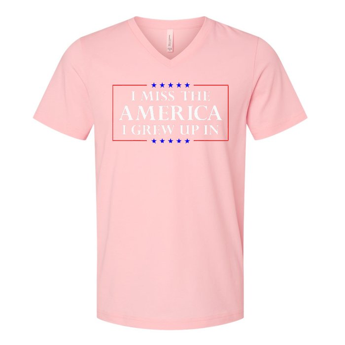 I Miss The America I Grew Up In American Flag V-Neck T-Shirt