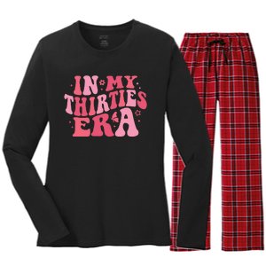 In My Thirties Era Thirtieth Birthday Funny Birthday Women's Long Sleeve Flannel Pajama Set 