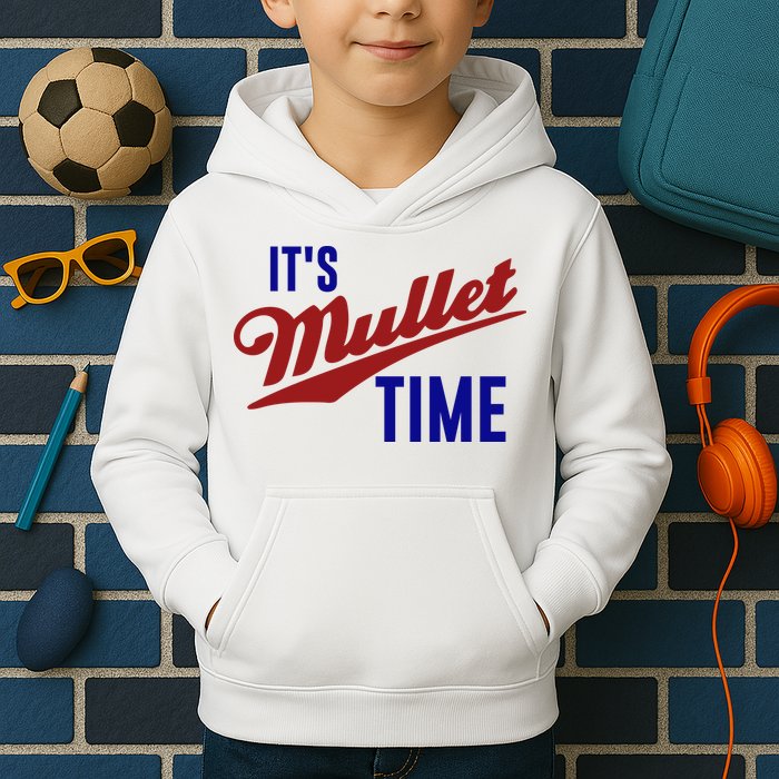 It’s Mullet Time, Funny Redneck Mullet Kids Hoodie