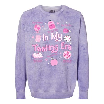 In My Testing Era Teachers Student Rock Testing Day Colorblast Crewneck Sweatshirt