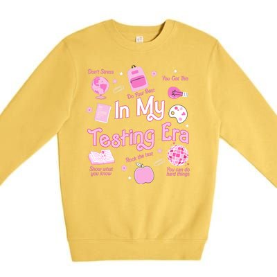 In My Testing Era Teachers Student Rock Testing Day Premium Crewneck Sweatshirt