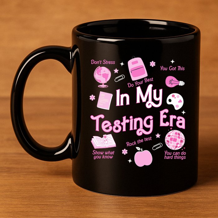 In My Testing Era Teachers Student Rock Testing Day 11oz C Handle Ceramic Mug
